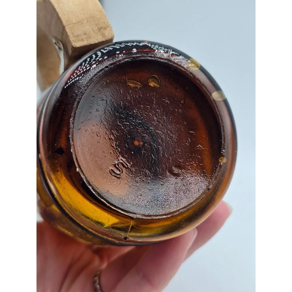 Vintage 70s Siesta Ware Amber Glass Barrel Mug Booze Is The Only Answer Woo
